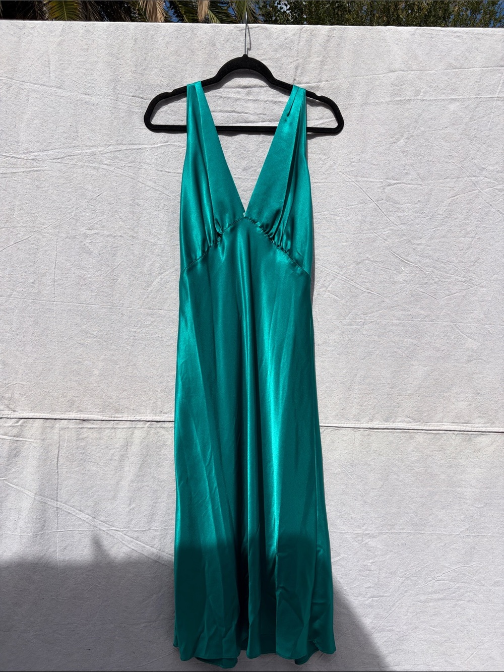 Women’s Satin Slip Dress - Teal Green